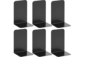 PANTSLINE 6 Pieces Metal Bookends Heavy Duty, Non-Slip Book Ends Support for Shelves Divider Stopper Holder with Non-Slip Rubber Pad for Schools, Offices, Libraries, Homes, etc, to Protect Books and Desktops