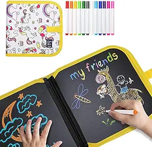 Samvardhan Colouring Drawing Board Erasable Painting Book Doodle Pad Portable Reusable Writing Boards Toys Gift for Kids & Children 14 Pages( Mix Design)