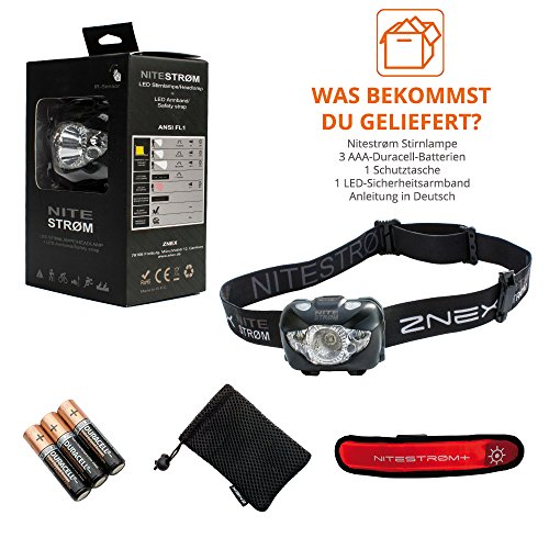 ZNEX Nitestrøm | Super Helle Wasserdichte IPX6 LED Stirnlampe 168 Lumen mit Infrarot-Sensor-Gestensteuerung, Rotlicht, Blinklicht, SOS-Notfall-Pfeife und GRATIS LED-Leuchtarmband für optimale Sichtbarkeit im Dunkeln - 8