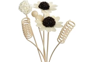 CHZIMADE 7 PCS Reed Diffuser Sticks Set, Rattan Reed Fragrance Diffuser and Flower Replacement Refill Rattan Sticks for Home Office Decor and DIY Home Fragrance Decor
