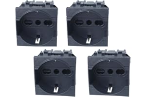 ZOREI Presa Schuko 2P+T 16A, Compatibile Con Bticino Living Light (4 Pezzi, Nero)