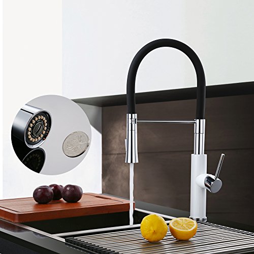 Homelody 360° Drebar hoher Auslauf Küchenarmatur Schwarz Armatur Küche Wasserhahn Mischbatterie Spültischarmatur und Einhebelmischer Küche - 6