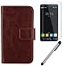 Produktbild Gukas 3in1 Zubehör Set PU Leder Hülle Für Cubot Cheetah 2 5.5" Panzerglas Gehärtetem Schutzglas Hartglas Glas Folie Lederhülle Handyhülle Tasche Handy Case Cover Etui Flip Brieftasche Schutz Protektiv Skin Braun Design mit Kapazitive Schirm Stift Touch Pen Stylus