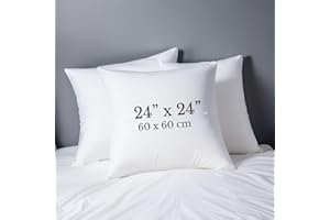 COMFORTESY Soft Cushion Inner Pads - 24"x24" (60x60cm) Pillow Inserts Deep Filled Pack of 1 Hotel Quality Cushion Fillers - Hollow Fiber Filled Decorative Square Cushions for Bed Sofa Couch Indoors Outdoors