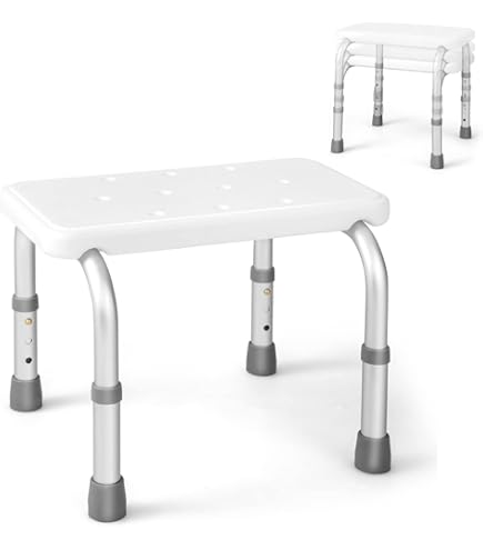 CASART Folding Shower Stool - Height Adjustable (47-50cm), Bathtub Chair With Handles & Non-Slip Feet, Supports 150kg