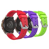 MoKo Armband für Samsung Galaxy Watch 42mm, Silikon Uhrenarmband Erstatzband mit Schließe für Samsung Galaxy Gear S2 Classic/Gear Sport/Ticwatch S/E/2 - Schwarz & Weiß & Mitternachtsblau