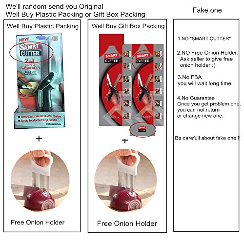 Clever Küche Cutter 2-in1 Lebensmittel-Chopper-Küche Schere Messer und Schneidebrett Werkzeuge für Gemüse Chooping Cheese Chicken Fleisch Salate -Baby Früchte Lebensmittel Gadgets (Mit Zwiebelhalter) - 4