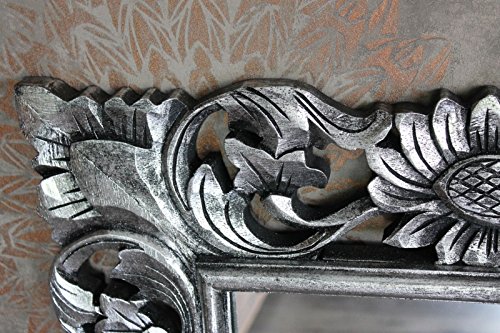 Naturesco Hübscher Barockspiegel silber antik Hoch- und Querformat 100cm x 70cm - 2