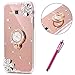 Produktbild Galaxy J7 Silikon Schutzhülle,Galaxy J7 Hülle Luxus,Hpory Fashion Luxus Glänzend Glitzer Bling Kristall Blumen Muster Goldener Kreisring Rotierendem Ring Fingerhalterung Ständer Halter Überzug Sparkle Pailletee Bling Strass Diamanten Crystal Clear Transparent TPU Silikon Perfekter Hülle für Mädchen Frauen Silicone TPU Protector Bumper Anti-Staub Anti-Kratzer Telefon Tasche Handytasche Schutzhülle für Samsung Galaxy J7-(Roségold)