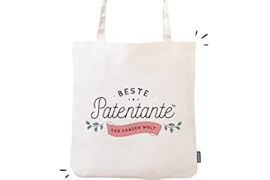Manahia Baumwolltasche Geschenk Patentante - Beste Patentante der ganzen Welt - 100% Baumwolle - Einkaufstasche - Taufe - Patentante Anfrage - Zukünftige Patentante - Umhängetasche - Taufpatin