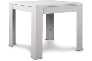 BAKAJI Tavolo Quadrato Allungabile 90x90 cm, Apertura a Libro, Design Moderno Ribaltabile, Apribile 4-8 Posti, Ideale per Sala Pranzo, Soggiorno, Cucina, Arredamento Interno (Bianco Frassinato)