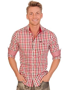 Trachtenhemd mit langem Arm - EMERALD - rot, grün