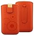 Produktbild Edle Handytasche Deko für Sony Xperia Tipo in Orange PU Leder Gürtelschlaufe + Pull-Up Ausziehband Klettverschluss Phonecase