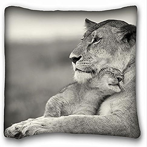 My Honey Pillow Pillow Cover Cub Female Family Young Lion Lioness Lion 18 in*18 Twin Sides
