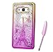 Produktbild Samsung Galaxy J5 2016 Case, Gold Purple Plating Design, Edaroo 3d Cool Flowing Liquid Bling Sparkle Purple Glitter Style Beautiful Pairs Tower Butterflies Pattern Slim Thin Fits Soft Rubber TPU Bumper Protective Case Cover for Samsung Galaxy J5 (2016)