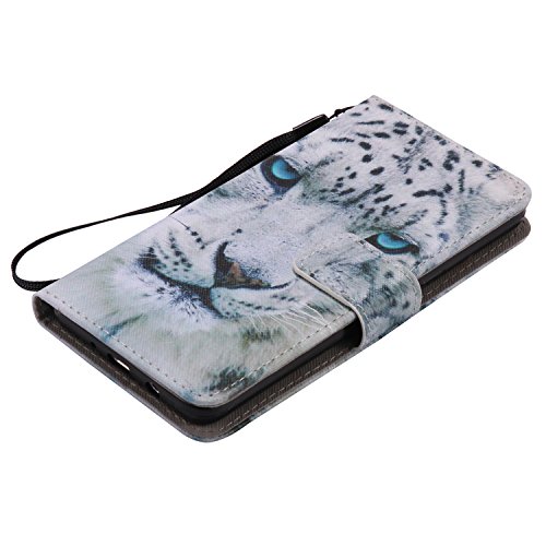 Feeltech Samsung Galaxy J510/J5 2016 Hülle PU-Leder und Brieftasche Bunte Muster Fall mit Magnetverschluss, Hybrid-Kickstand mit Stand-Funktion, schlagen Sie schützende weiche TPU Stoßstangenabdeckung und Kreditkartenhalter für Samsung Galaxy J510/J5 2016 Handgelenk Bügel-Buch-Art-Geldbeutel-Tasche mit 2 In 1 Berühren Sie Stift – White leopard - 6
