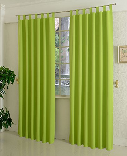 Verdunkelungsvorhag mit Schlaufen matt uni Farben, Apfelgrün, 245x140 (HxB) blickdicht Blackout, 20610