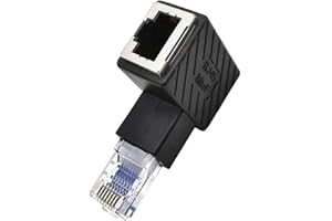 innov8 90 Degree RJ45 Male to Female Extension Cat5 Cat6 Lan Network Connector Ethernet Adapter for Computers, Laptops, Routers (Up Angle)