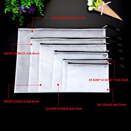 6 Piezas Bolsa de Archivo con Cremallera de Tama  os M  ltiples Carpetas de Papeles Bolsas de Archivo de Malla con Pa  o de Limpieza para Materiales de Organizaci  n  Cosm  ticos  Accesorios de Viaje