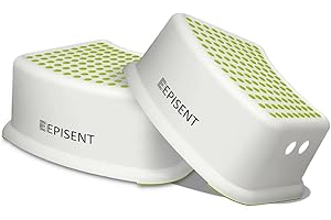 EPISENT Kids Step Stool - Non-Slip Toddler - Potty Training Small Step Stool with Anti-Slip - Multiuse Step for Boys & Girls - Safe & Sturdy for Bathroom & Kitchen Use (Pack Of 2, WHITE-GREEN)