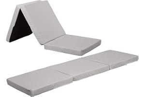 Crescent Textile 100% Waterproof Z Bed Fold Out Mattress Adult Footstool & Great for Sleepover Foldable Mattress Bed for Indoor, Outdoor, Bedroom, Playroom Soft & Comfy Plain Futon Set (Silver)