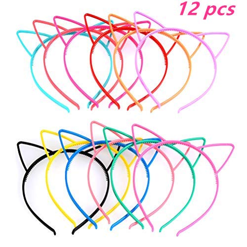 TIMESETL Diadema Orejas de Gato Niña 12 Colores Brillates Diadema de Gato para Maquillaje/Días Diarios/Cosplay de Disfraces, Diadema de Gato Colorida