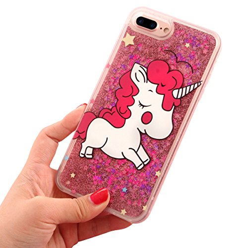 Funda iPhone 7 Plus   iPhone 8 Plus  Carcasa iPhone 7 Plus Funda Transparente Bumper Glitter Sparkle L  quido Quicksand Silicona Funda Din  mico Sparkle Estrellas Cubierta Goma Flexible Bling Bling Suave Gel Protectora Carcasa Caso  Shock-Absorci  n   Anti-ara  azos  para iPhone 7 Plus   iPhone 8 Plus  5 5 pulgadas  - Unicornio
