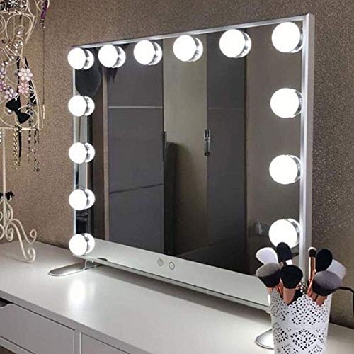 WONSTART Hollywood Espejo Maquillaje con luz?Espejo de Maquillaje montado Mesa/en la Pared con 14 Piezas de iluminación Ajustable con Bombillas led (Plateado)