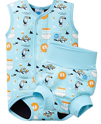 Splash About New Improved Happy Nappy and Matching BabyWrap (6-12m Nappy 6-18m Wrap, Under the Sea)