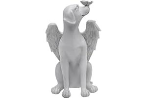 TNSLAND Statua Commemorativa per Cani E Gatti per Lapide, Animale Domestico Che Dorme Mai Abbandonato con Ali D'Angelo, Cane D'Angelo Decorazione da Giardino in Poliresina