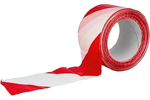 Amig - Ruban de Balisage - Pour Délimiter les Zones de Danger - Non Adhésif - Polyéthylène Basse Densité (LDPE) - 70 mm x 200 m - Ruban Rouge et Blanc
