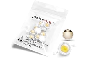 CHANZON 10 pcs High Power LED Chip 5W Warmweiß (3000K mit 3500K Eingang 600mA bis 700mA Ausgangsspannung 6V bis 7V Anschluss 5 Watt) Super helle Intensität SMD COB Licht Emitter Komponenten Diode