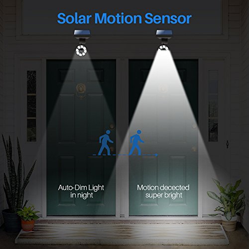 Solarleuchten Garten,Solarleuchten mit Bewegungsmelder Außen Balkon Kugel 1400-Lumen Highlight 5W (110W Entspr.) Flut- Spotbeleuchtung Außenlampe mit Bewegungsmelder LED Solar Aussenleuchten, DrawGreen Aluminium Metall Solarlampen Solarleuchten Außen Garten Balkon - 6