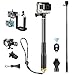Price comparison product image iBroz® GoPro iBarr Deluxe Aluminium XL Pro Extendible (28 to 94 cm) Selfie Stick, Telescopic Fork for GoPro® Hero 4, 3+, 3, 2, 1, Nilox F60, SJ Cam, etc.and Other Cameras (Anti-Corrosion Treatment), + Shutter, Bluetooth and Smartphone Adaptor, Metallic Orange