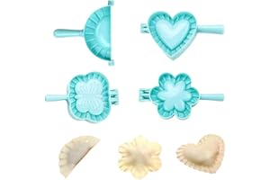 LEPIDI 4 Piezas Juego de Prensa de Masa, Molde Para Empanadillas, Fácil Rápido Plastico Corazón Flor Mariposa Circulo DIY Fabricante de Bolas de Masa para Dumpling, Ravioli, Empanada (4 Estilos)YGHH