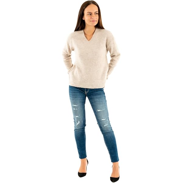 Pull ONLY Onldolly LS Woven Mix Pearl - Tricot Femme Avec Perles, Col Chemise, Manches Longues - 13