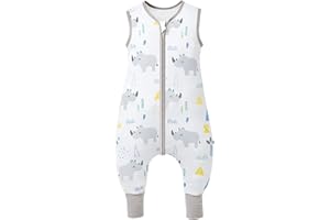 Mosebears Sacco nanna estivo, carino cartone animato, lavabile, 0,5 tog per ragazze e ragazzi, nuovo pigiama senza maniche (rinoceronte, altezza (86-92 cm)