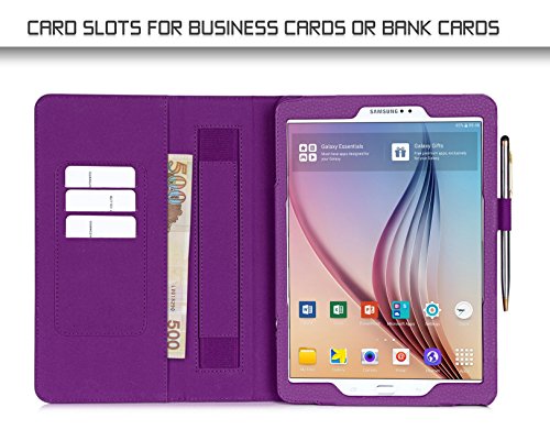 Galaxy Tab S2 9.7 Hülle,Samsung Galaxy Tab S2,Fyy® [Super Functional Series] Hochwertige Kunstleder Hülle mit elastitcher Handschlaufe und Halterungen für Karten, Notizen für Samsung Galaxy Tab S2 9.7 Zoll,Violett (mit automatischer Schlaf/ Weck-Funktion) - 2