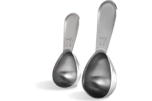 U-Taste Juego de Tazas y Cucharas Medidoras en Acero Inoxidable 18/8 (Cucharada de 15ml+30ml)