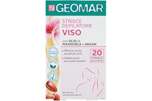 GEOMAR | Strisce Depilatorie Viso, con Olio di Mandorle e di Argan, 95% di Origine Naturale, Made in Italy, 1 x 20 strisce