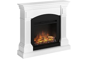 TAGU Magna Cheminée électrique avec Chauffage, 1500W, Programmable sur 7 Jours, Thermostat numérique, Télécommande (Blanc Pur)