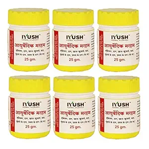 IYUSH Herbal Ayurveda IYUSH Ayurvedic Marham Ointment for Itching, Ring Worms, Eczema, Pregnancy Stretch Marks, Crack Heels and All Type Skin Diseases-25 g Each (Pack of 6)