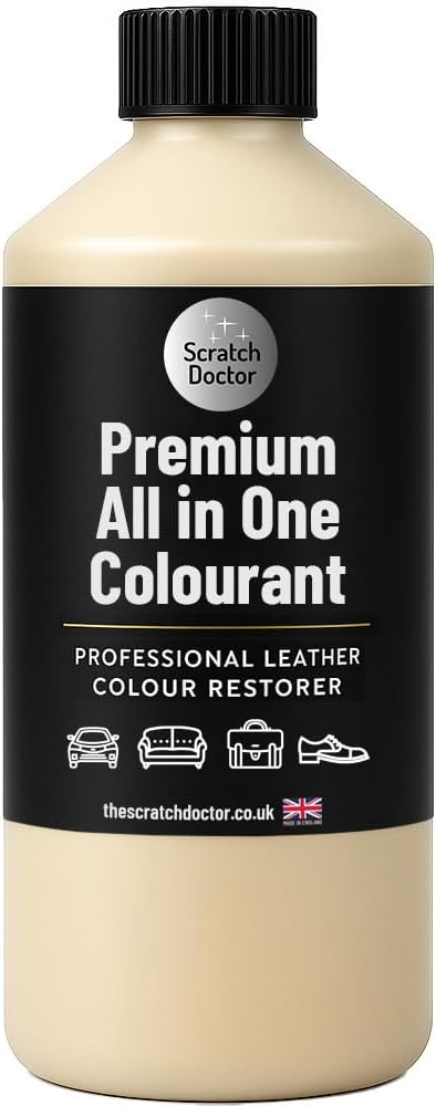 Scratch Doctor All in One Leather Colourant Self Seal Leather Dye Repair Paint for Furniture, Sofas, Car Seats (Cream, 250ml)