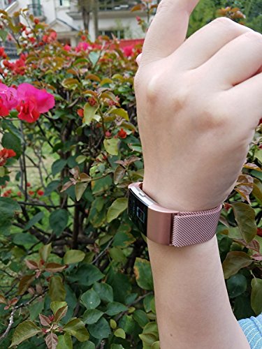 Fitbit Charge 2 HR Armband,Milanese Schlaufe Edelstahl Armband Smart Watch Armbänder Replacement Handgelenk Band Wrist Strap Watchband Fitness Ersatzarmband mit einzigartiger Magnetverriegelung für Fitbit Charge 2/ Fitbit HR Ersatzarmbänder,Größe - 8