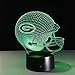 Produktbild Mddjj Nfl Team 3D Nachtlicht Green Bay Packers Helm Lampe 7 Farbe Leucht Sportkappe Lampe Hause Tisch Schreibtisch Dekor Für Geschenk Schlafzimmer Kinderzimmer