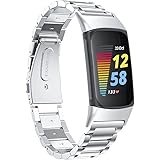 Ersättningsremmar kompatibla med Fitbit Charge 5 rem, band metall rostfritt stål affärsband armband för laddning 5 aktivitets