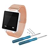 MuSheng Armband für Garmin Vívoactive GPS - Edelstahl Milanese Uhr Band Sport Uhrenarmband mit Einzigartige Schnalle Erstatzband für Garmin Vívoactive GPS Smartwatch, Mehrfarbig (Gold)