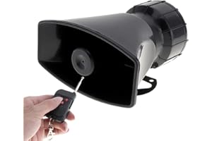 DriSentri Sirena per Auto, 7 Suoni Forte Allarme Auto Polizia Incendio Sirena Clacson Altoparlante con Telecomando 12V 100W