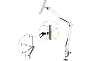 MCLEULLA Phone & Tablet Stand Bed Mount Holder - 360 Degree Sturdy Metal Arm, Lock Nut, Padded Adjustable Mounting Clamp for iPhone iPad Nintendo Kindle Fire Galaxy Tab 3.6-10.6 Inch Device Gaming Video Chat