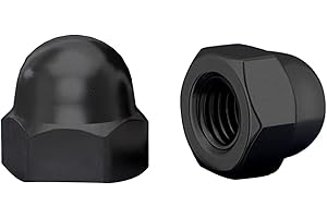 QANCEN 10 Pièces Écrous Borgnes M6 Hexagonaux Acier Inoxydable A2 V2A, Écrou Hexagonal à Capuchon Noir DIN 1587 pour Vis, Boulons et Tiges Filetées